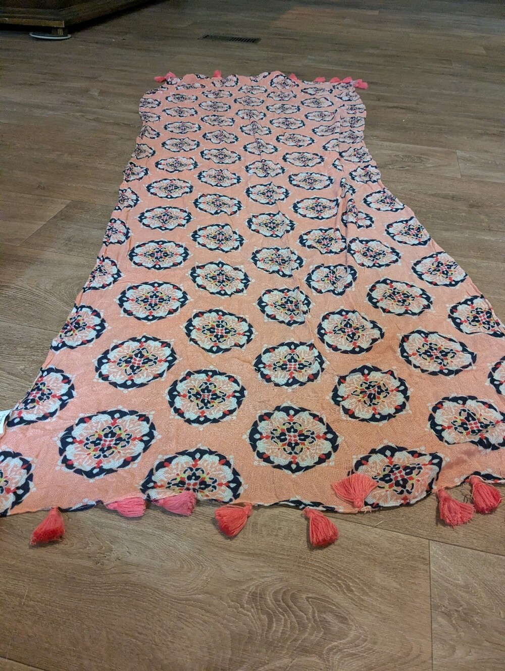 Crown &Ivy Peach Medallion Tassel Maxi Sarong